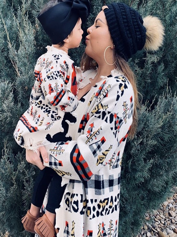 Mommy and Me Christmas Fringe Cardigan