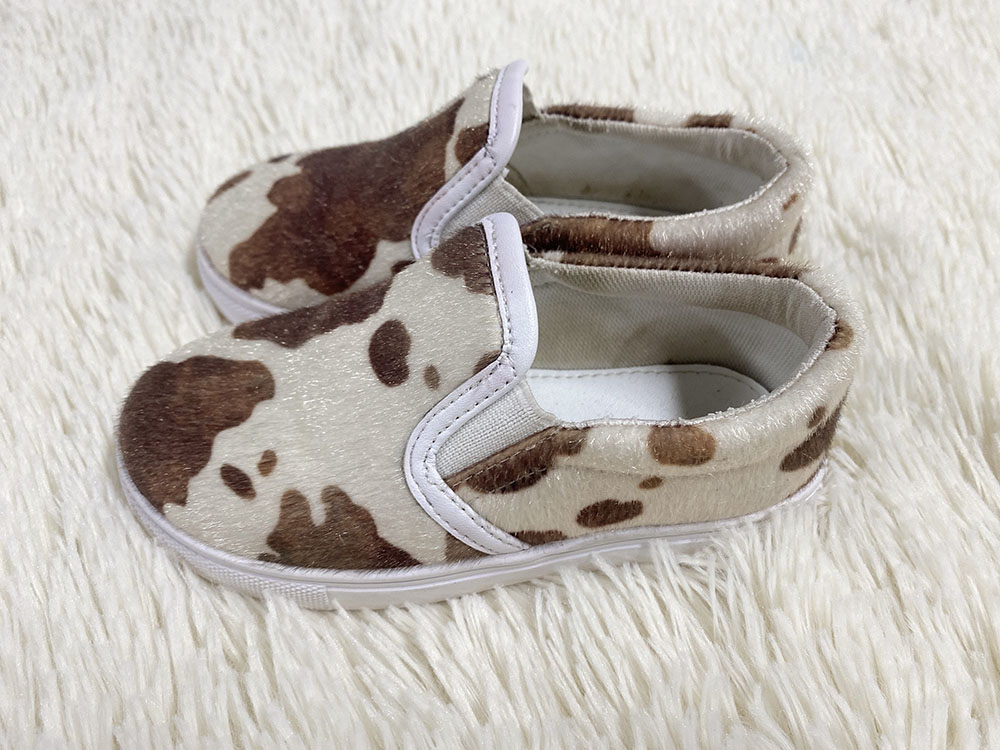 New Arrival Girls' brown cow pattern canvas shoes 