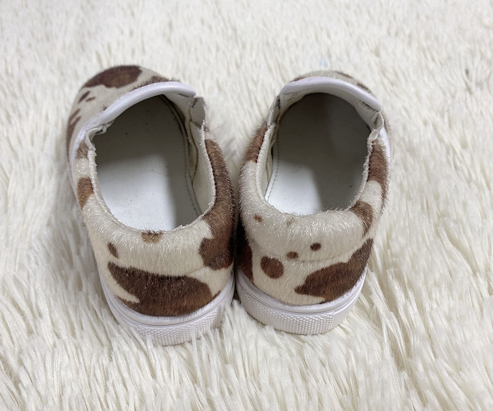 New Arrival Girls' brown cow pattern canvas shoes 