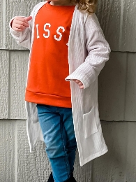 Kid's Solid Color Ribbed Pocket Cardigans 