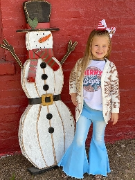 Girl's Aztec Tribal Print Fuzzy Soft Cardigan