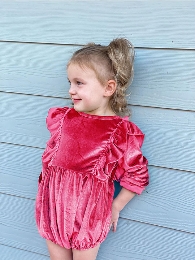 New Arrival Baby Girl Velvet Flare Bubble Rompers