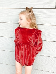 New Arrival Baby Girl Velvet Flare Bubble Rompers