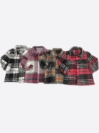 Wholesale Mommy and me Oversized Flannel Plaid Shirts with pocket