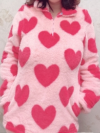 Valentine's Day Mom&Me Pink Hearts Fleece Pullover