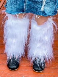 Kid's Long Plush Fuzzy Leg Warmers 