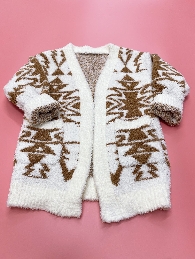 Adults Aztec Tribal Print Fuzzy Soft Cardigan