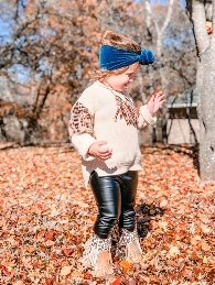 Kids Leopard Sleeve Sweater