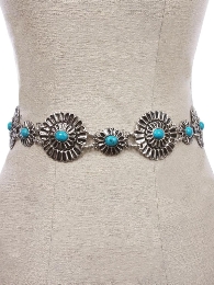 Mommy and Me Solid Oval Metal Turquoise Concho Belt