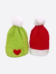 Baby Kid's Green/Red Beanies