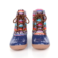 Leopard print rainbow duck hunting boots