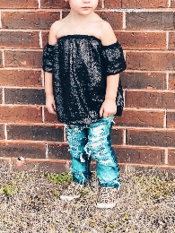 Baby Girl Sequin Off Shoulder Tops 