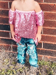 Baby Girl Sequin Off Shoulder Tops 