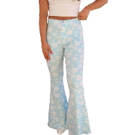 Wholesale Adult‘s Size Mom&Me Light Blue Floral Flare Bottom