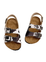 Black White Cow Print Kid's Cork Sandal 