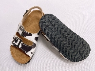 Wholesale Black White Cow Print Kid's Cork Sandal 