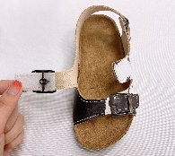 Wholesale Black White Cow Print Kid's Cork Sandal 