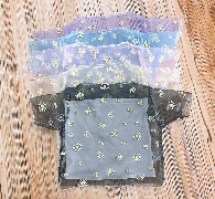 Wholesale Baby Girl's Daisy Sheer Mesh Tops