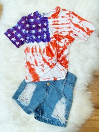 Kid's Tie Dye USA Flag T-shirt 