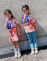 Kid's Tie Dye USA Flag T-shirt Dress