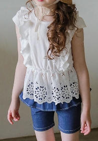 Wholesale Girl's summer ruffle sleeve top 