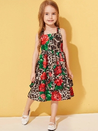 Baby girls rose leopard dress