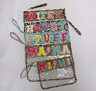 Western Print PVC Purses with Words