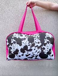 Cow Print Color Block Large Travel Weekender Duffel Bags