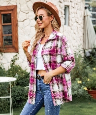 Women oversize flannel shirt