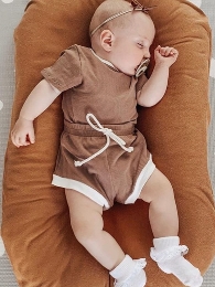 Infant baby solid color T-shirt and shorts