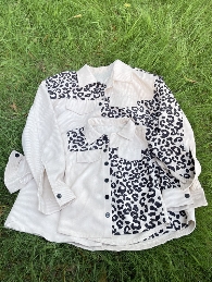 Kids size--Oversized Mommy and Me Corduroy Leopard Printed shirt 