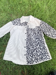 Kids size--Oversized Mommy and Me Corduroy Leopard Printed shirt 