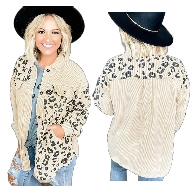 Mommy size--Oversized Mommy and Me Corduroy Leopard Printed shirt