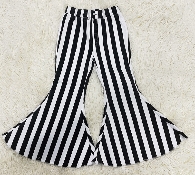 New Fashion Kids' Size-Black+White Stripe Boho Flare Jean Bell Bottom