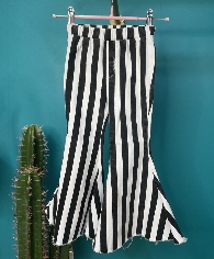 New Fashion Kids' Size-Black+White Stripe Boho Flare Jean Bell Bottom