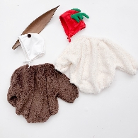 Baby Christmas velvet romper with hood