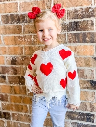 Restock kids size-Mommy and Me Valentine's Day Hearts Sweaters