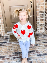 Restock kids size-Mommy and Me Valentine's Day Hearts Sweaters