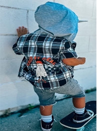 Boys Halloween Plaid Hood 